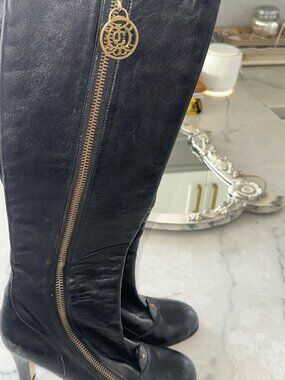 Juicy Couture Black Leather Knee-High Boots
